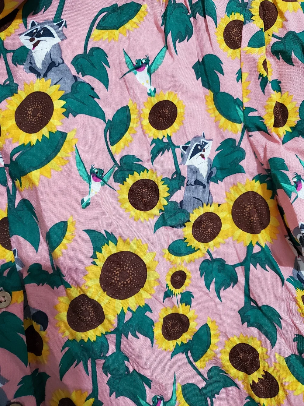 Our Universe Disney Pocahontas Meeko Flit Sunflower Tie Front Crop Woven Top L - Picture 5 of 6